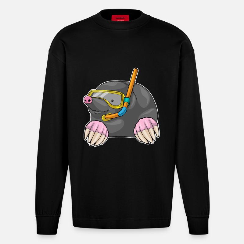 Mole Diver Snorkel - Manches longues bio épais oversize fabriqué en UE - SOLID BLACK
