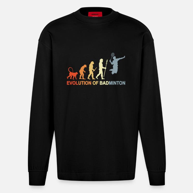 Badminton Evolution - Heavyweight Oversized Organic Langarmshirt Made in EU - SOLID BLACK