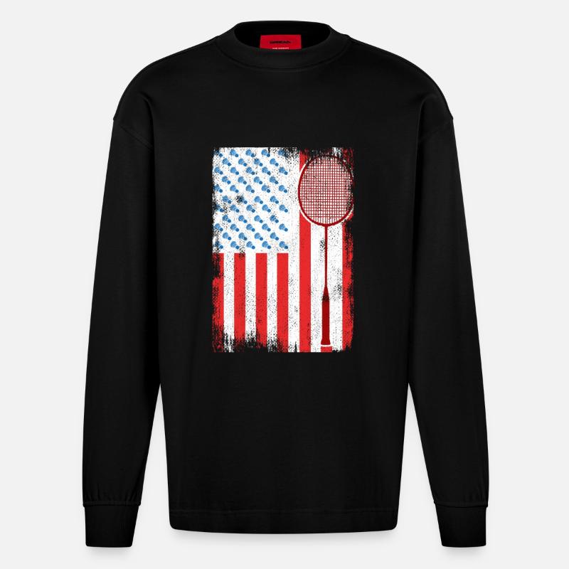 4. Juli Badminton - Heavyweight Oversized Organic Langarmshirt Made in EU - SOLID BLACK
