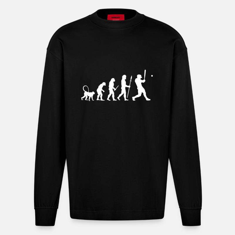 Évolution du baseball - Manches longues bio épais oversize fabriqué en UE - SOLID BLACK