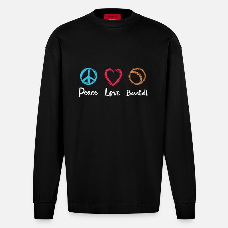 Baseball Liebe - Heavyweight Oversized Organic Langarmshirt Made in EU - SOLID BLACK