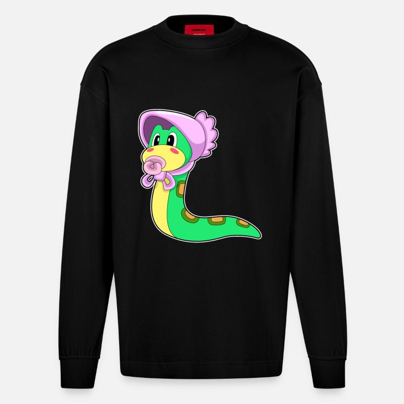 Sucette Serpent Bébé - Manches longues bio épais oversize fabriqué en UE - SOLID BLACK