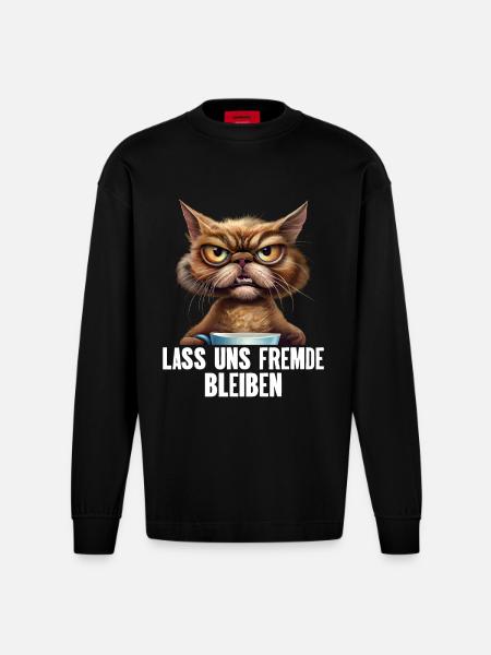 Lass Uns Fremde Bleiben - Heavyweight Oversized Organic Langarmshirt Made in EU - SOLID BLACK
