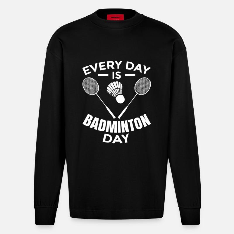Badminton Routine - Heavyweight Oversized Organic Langarmshirt Made in EU - SOLID BLACK