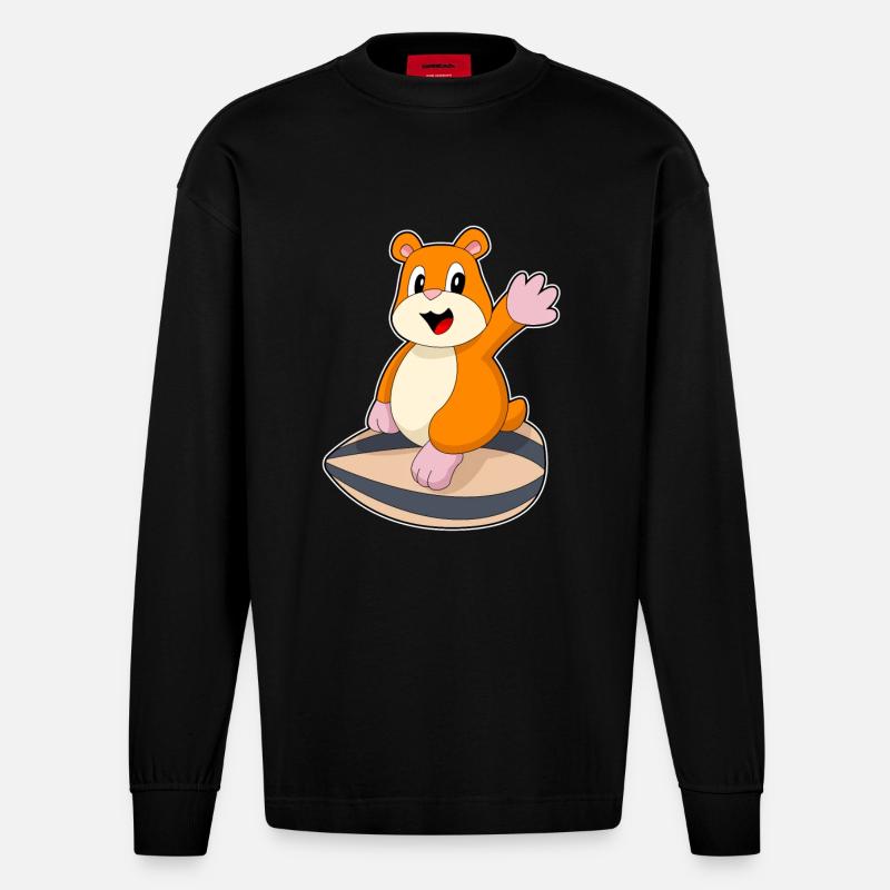 Hamster Samen - Heavyweight Oversized Organic Langarmshirt Made in EU - SOLID BLACK