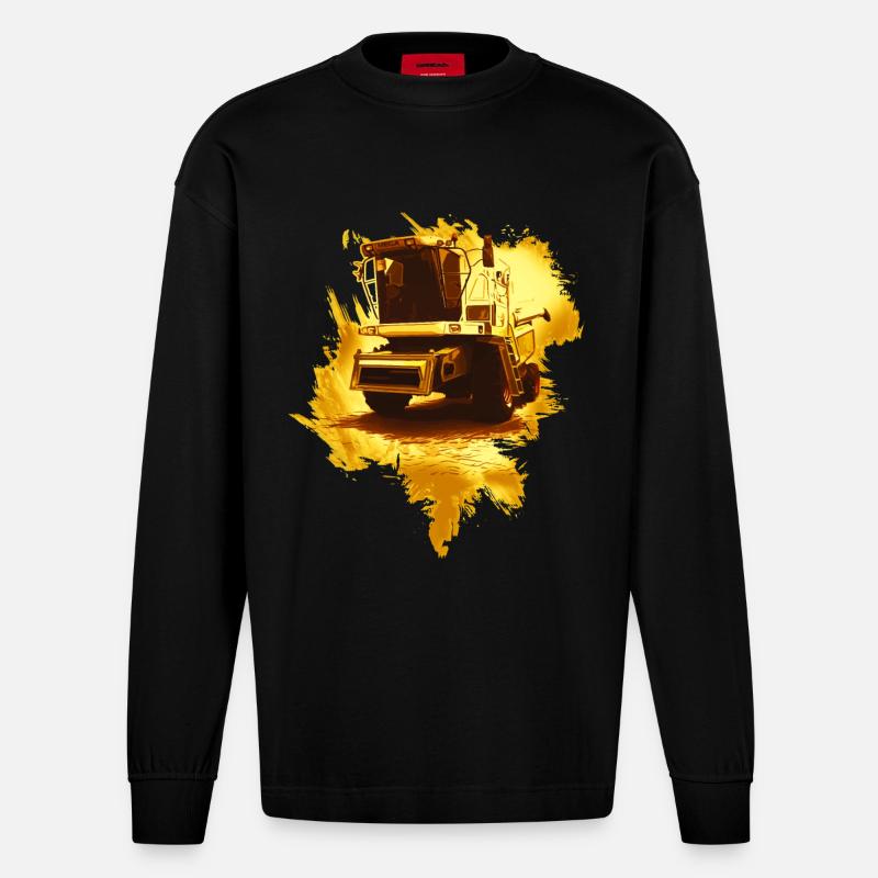 Moissonneuse-batteuse or - Manches longues bio épais oversize fabriqué en UE - SOLID BLACK