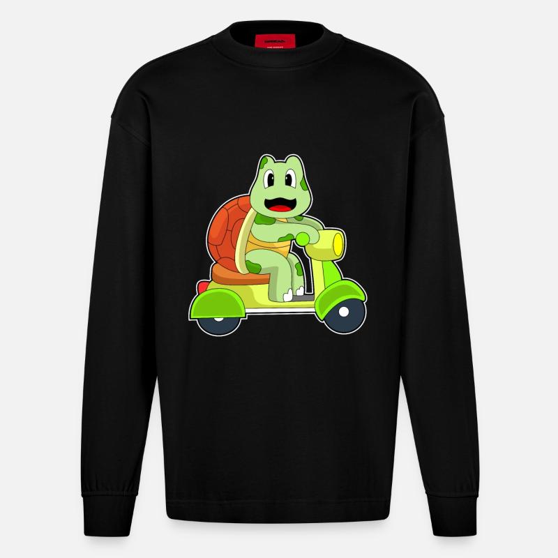 Turtle Scooter - Manches longues bio épais oversize fabriqué en UE - SOLID BLACK