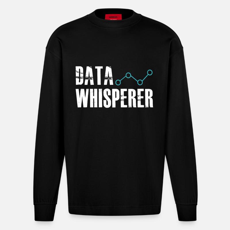 Data Whisperer Science Analyst Ingénieur logiciel - Manches longues bio épais oversize fabriqué en UE - SOLID BLACK