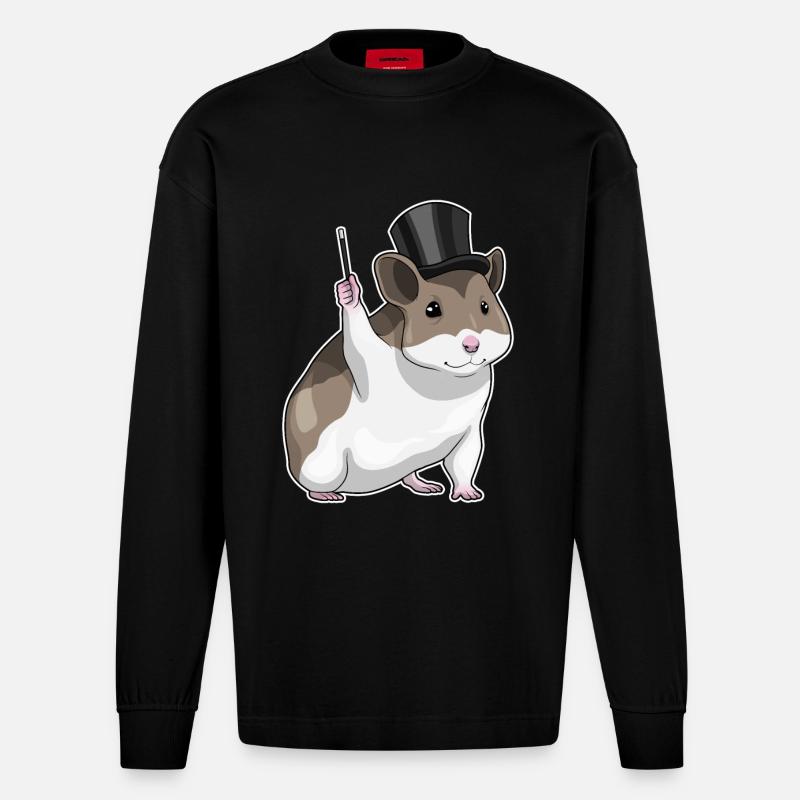 Baguette magique de hamster - Manches longues bio épais oversize fabriqué en UE - SOLID BLACK