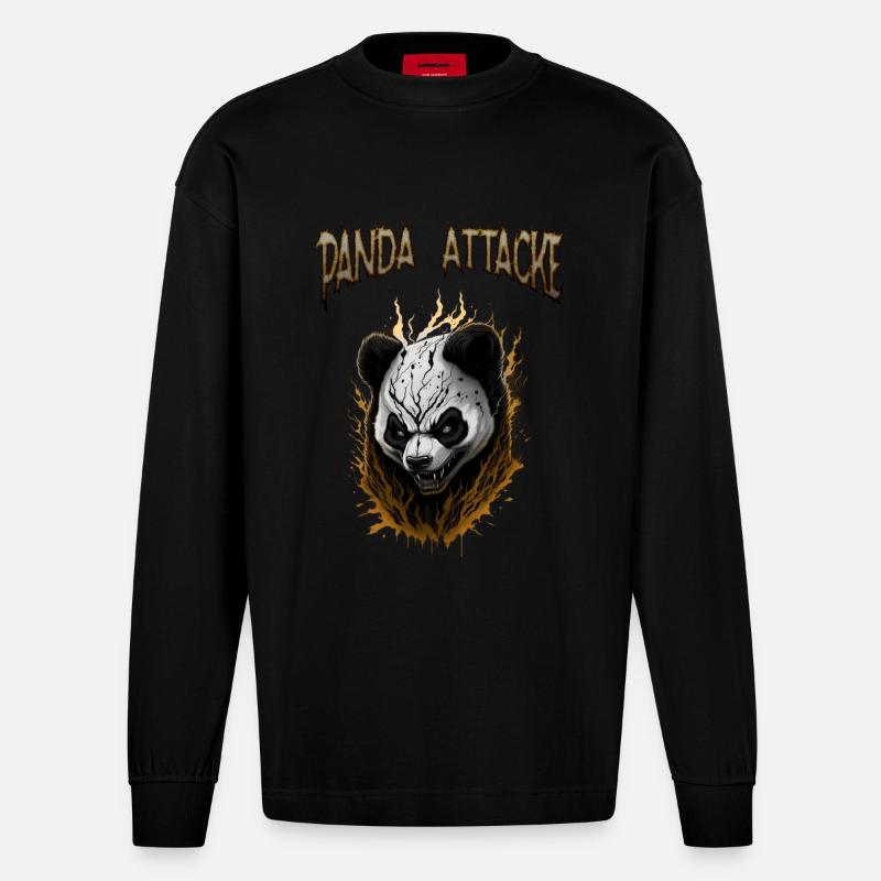 Conception de l’attaquant Dark Panda - Manches longues bio épais oversize fabriqué en UE - SOLID BLACK