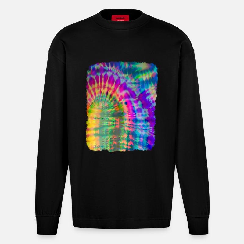 Tie Dye Batik - Manches longues bio épais oversize fabriqué en UE - SOLID BLACK