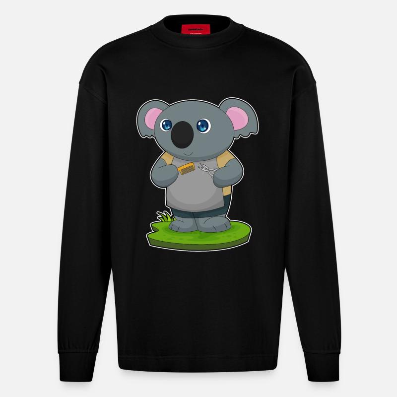 Koala Coiffeur Ciseaux Peigne - Manches longues bio épais oversize fabriqué en UE - SOLID BLACK