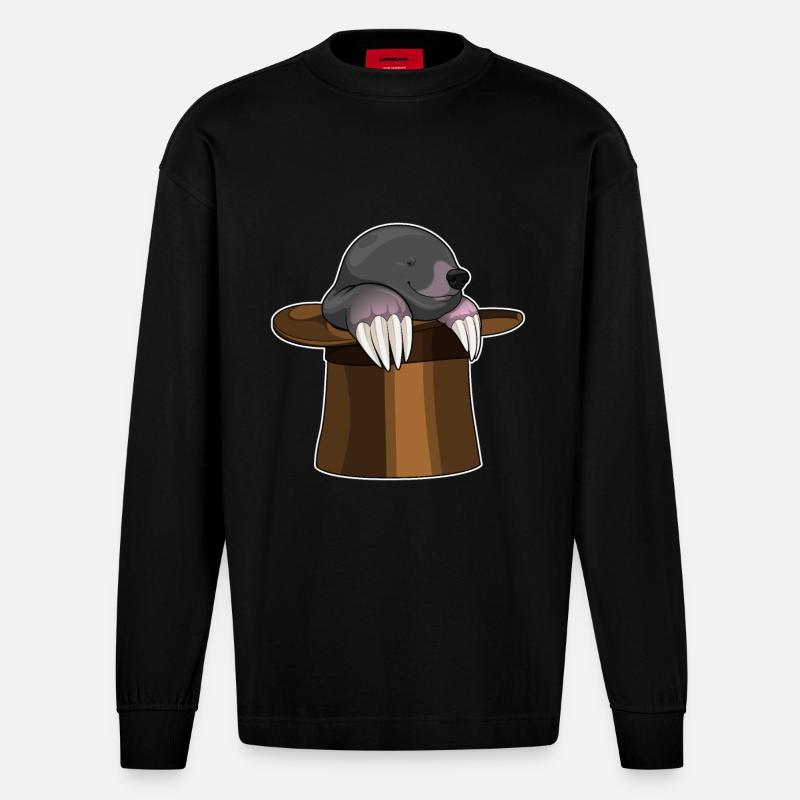 Maulwurf Zylinder - Heavyweight Oversized Organic Langarmshirt Made in EU - SOLID BLACK