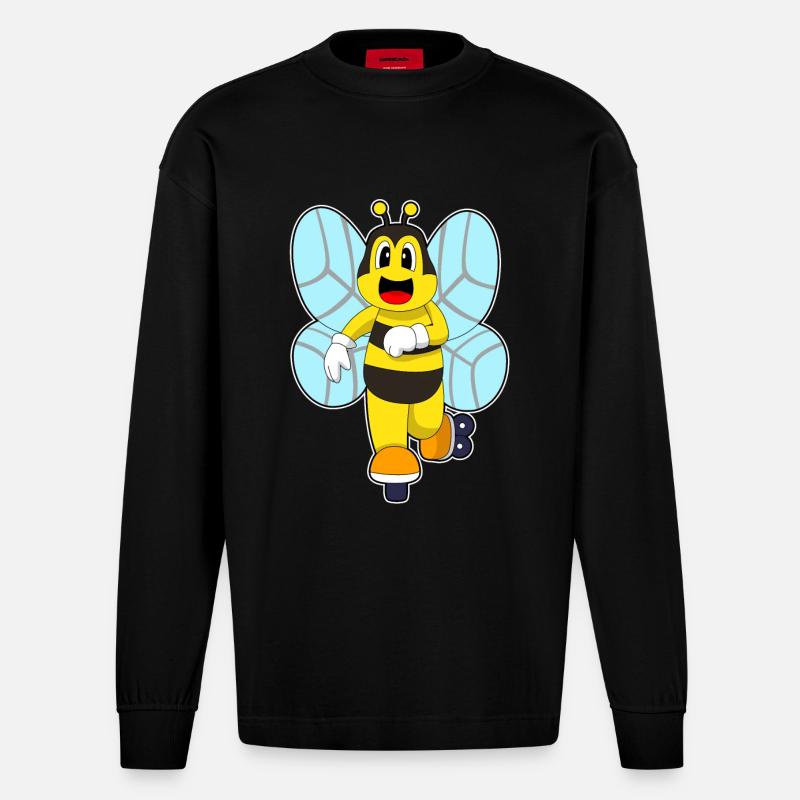 Biene Inline skating Inline skates - Heavyweight Oversized Organic Langarmshirt Made in EU - SOLID BLACK