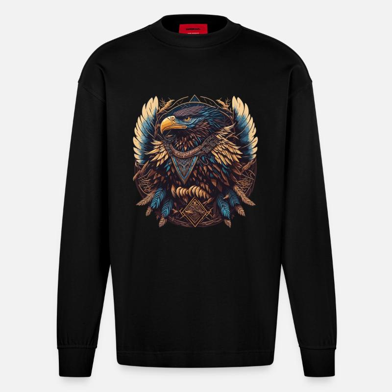 Attrape-rêves d’aigle - Manches longues bio épais oversize fabriqué en UE - SOLID BLACK