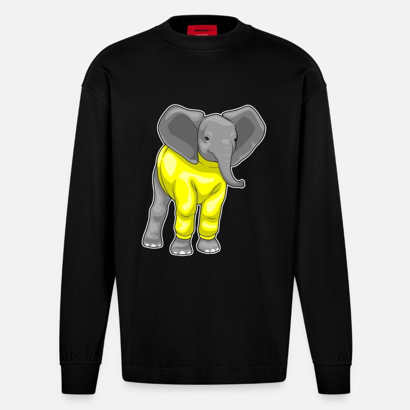 Elefant Winter Pullover - Heavyweight Oversized Organic Langarmshirt Made in EU - SOLID BLACK