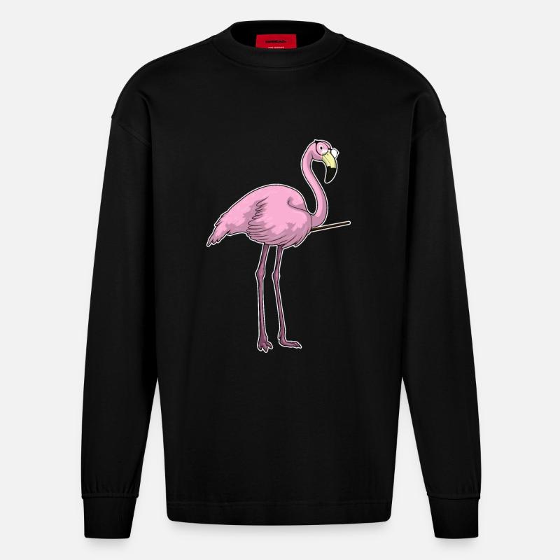 Flamingo Teacher Pointer - Manches longues bio épais oversize fabriqué en UE - SOLID BLACK
