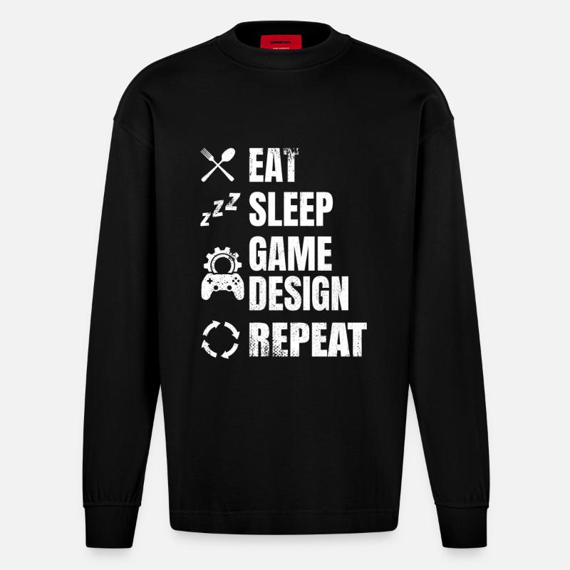 Game Designer Routine - Heavyweight Oversized Organic Langarmshirt Made in EU - SOLID BLACK