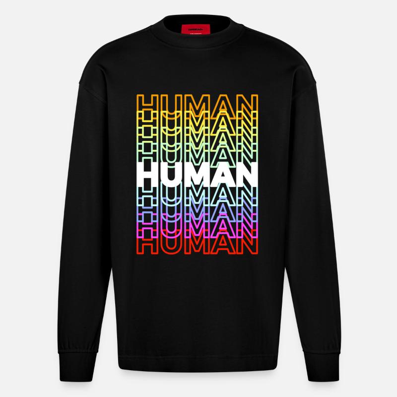 Human Pride LGBT - Heavyweight Oversized Organic Langarmshirt Made in EU - SOLID BLACK