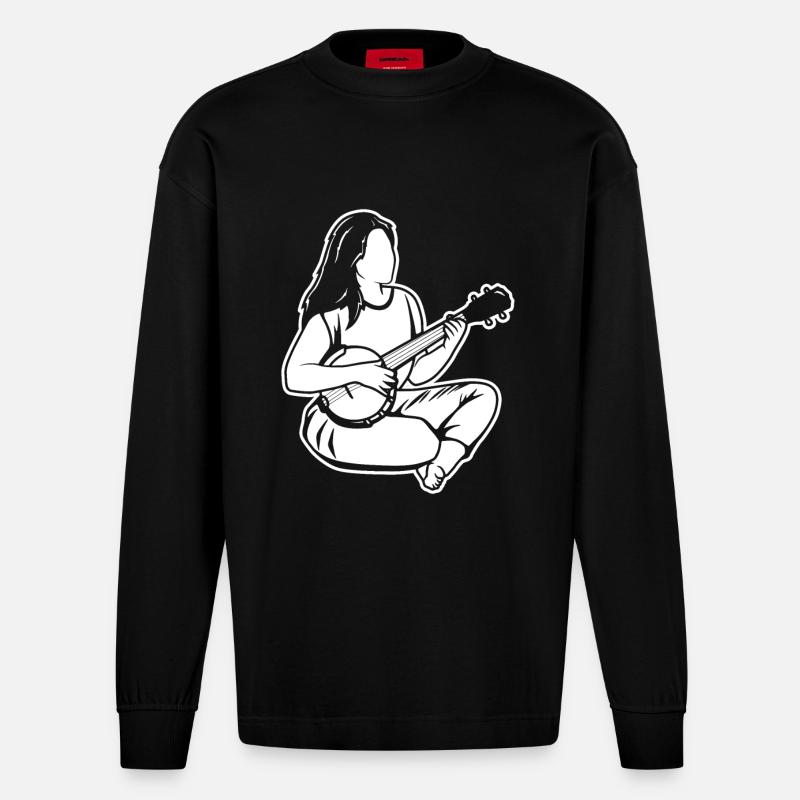 Banjo Mädchen - Heavyweight Oversized Organic Langarmshirt Made in EU - SOLID BLACK