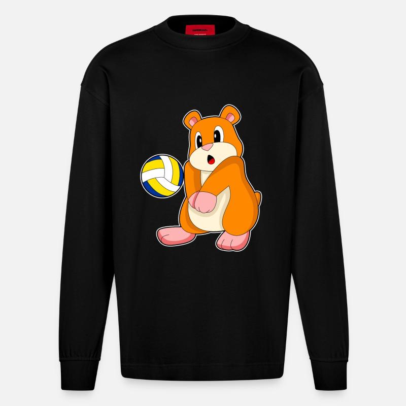 Hamster Volley-ball - Manches longues bio épais oversize fabriqué en UE - SOLID BLACK