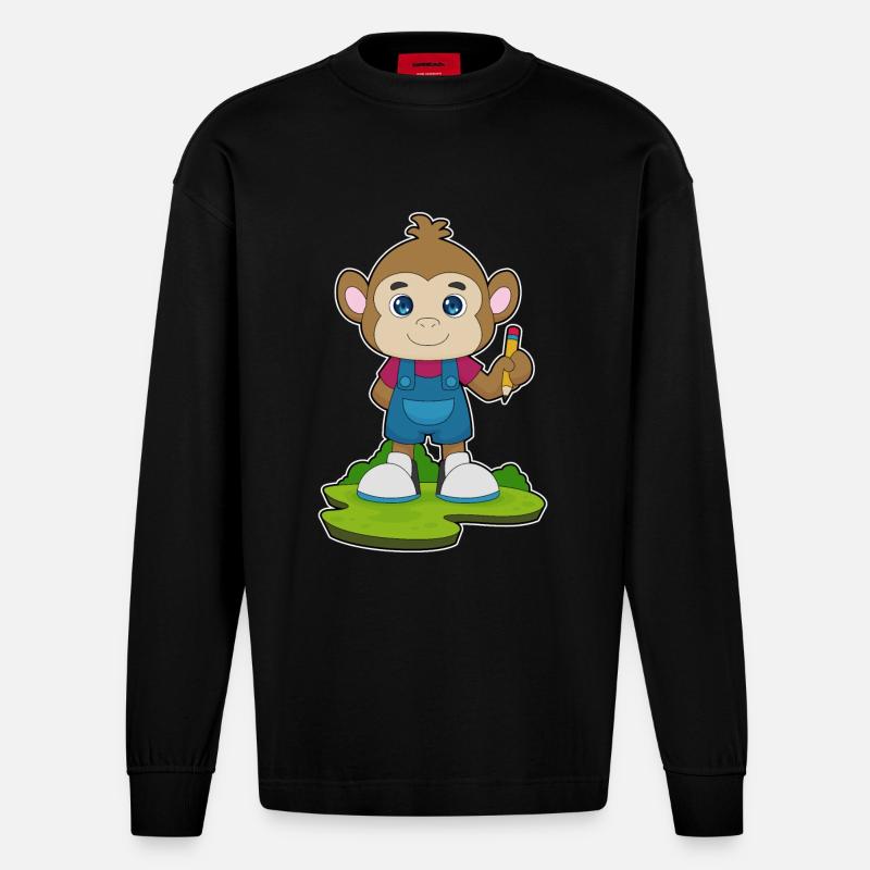École Monkey Pencil - Manches longues bio épais oversize fabriqué en UE - SOLID BLACK