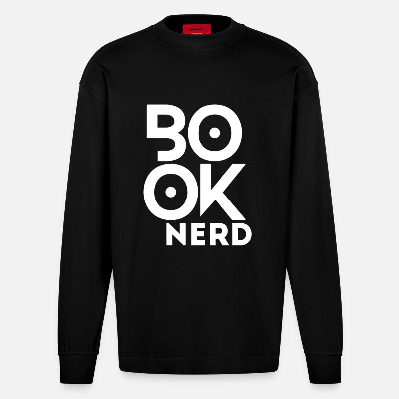Lustiger Lesebuch-Nerd - Heavyweight Oversized Organic Langarmshirt Made in EU - SOLID BLACK