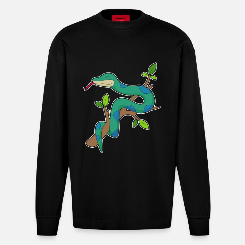 Branche de serpent - Manches longues bio épais oversize fabriqué en UE - SOLID BLACK