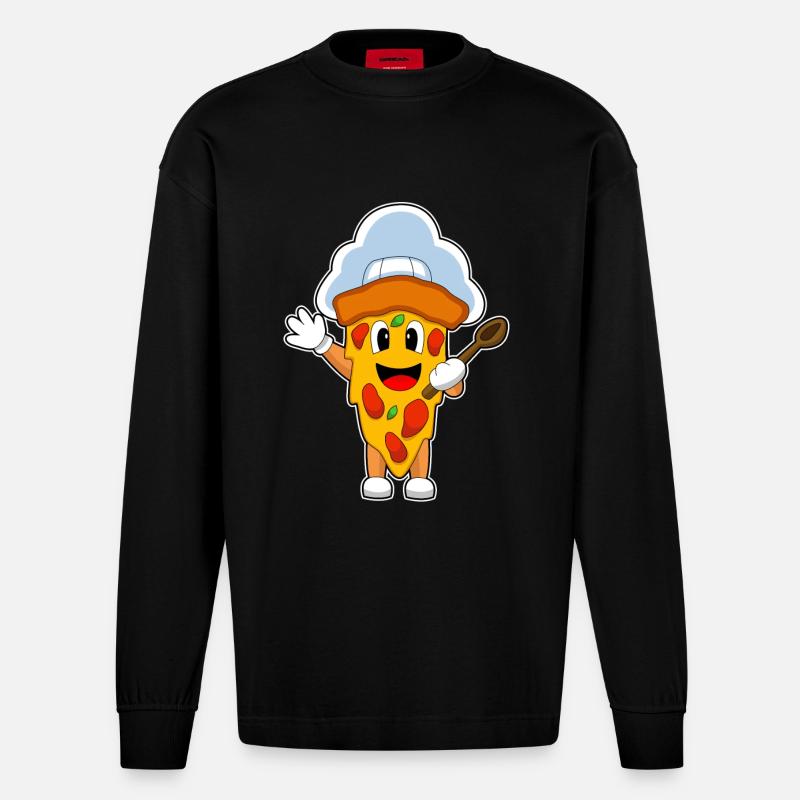 Pizza Cook Cuillère de cuisson - Manches longues bio épais oversize fabriqué en UE - SOLID BLACK