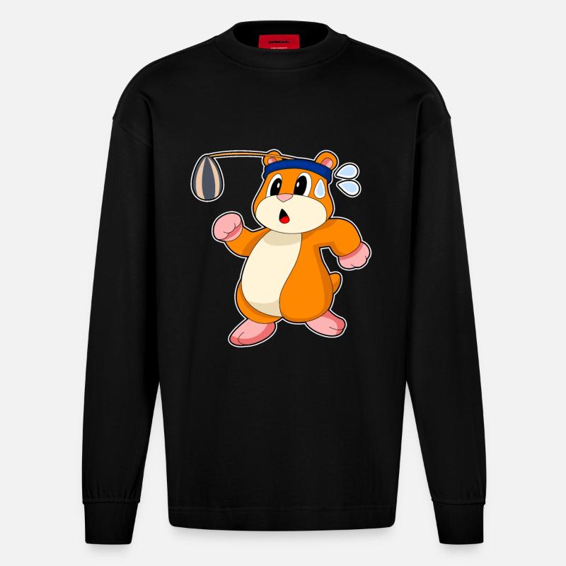 Hamster Samen - Heavyweight Oversized Organic Langarmshirt Made in EU - SOLID BLACK