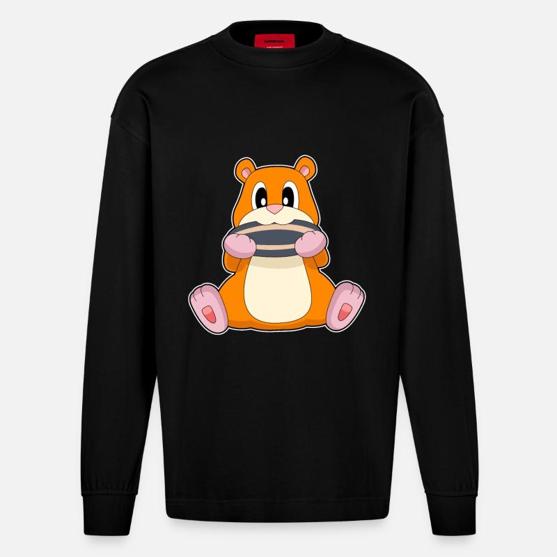 Graines de hamster - Manches longues bio épais oversize fabriqué en UE - SOLID BLACK