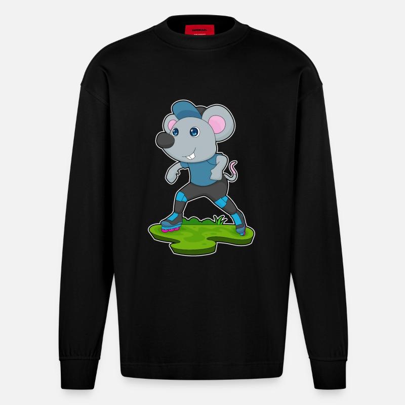 Maus Inline skating Inline skates - Heavyweight Oversized Organic Langarmshirt Made in EU - SOLID BLACK