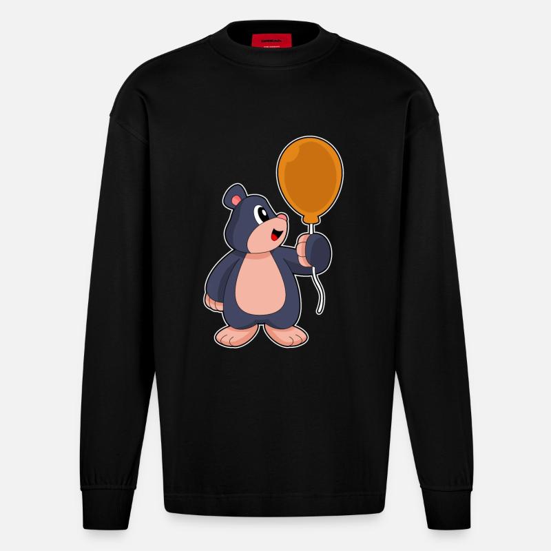 Maulwurf Luftballon - Heavyweight Oversized Organic Langarmshirt Made in EU - SOLID BLACK
