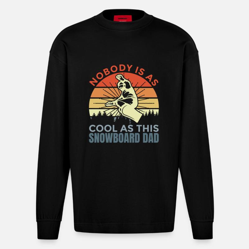 Snowboard Dad - Heavyweight Oversized Organic Langarmshirt Made in EU - SOLID BLACK