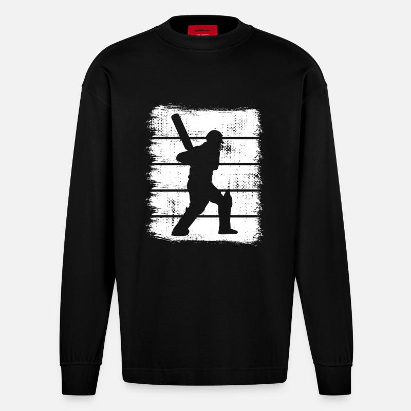 Batteur de cricket - Manches longues bio épais oversize fabriqué en UE - SOLID BLACK