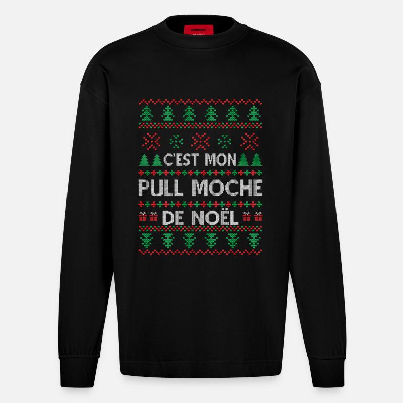 C'est Mon Pull Moche De Noël - Manches longues bio épais oversize fabriqué en UE - SOLID BLACK