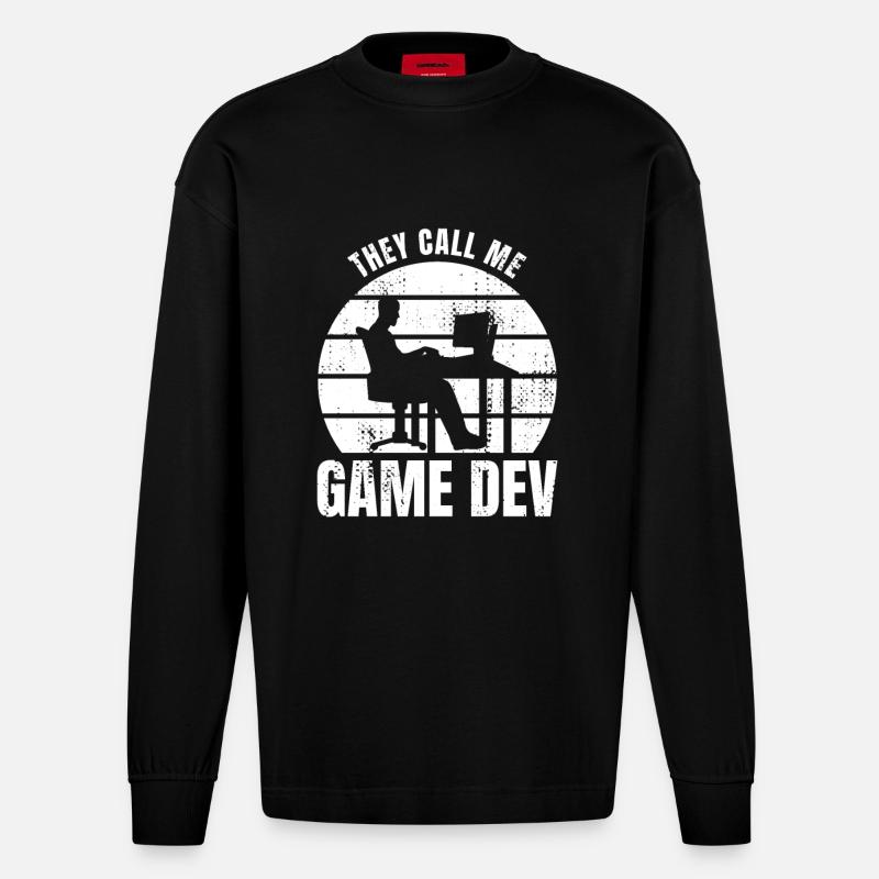 Ils m’appellent Game Dev - Manches longues bio épais oversize fabriqué en UE - SOLID BLACK