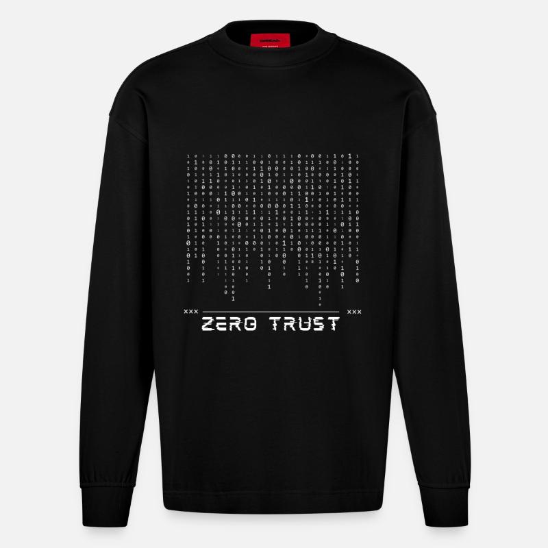 Code binaire Zero Trust - Manches longues bio épais oversize fabriqué en UE - SOLID BLACK