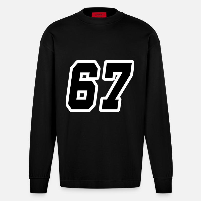 Nummer siebenundsechzig 67 - Heavyweight Oversized Organic Langarmshirt Made in EU - SOLID BLACK