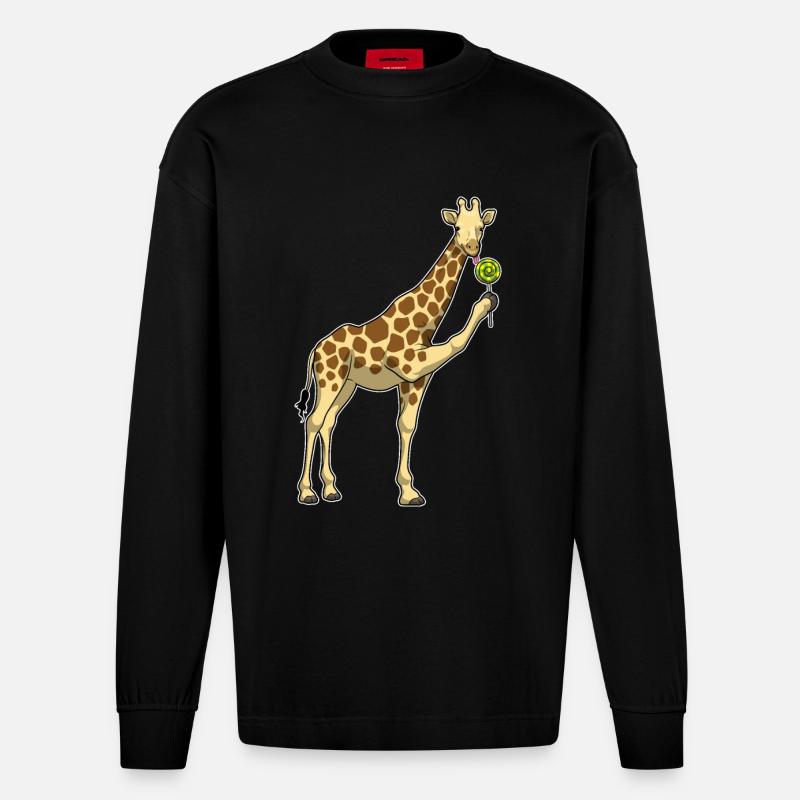 Sucette girafe - Manches longues bio épais oversize fabriqué en UE - SOLID BLACK