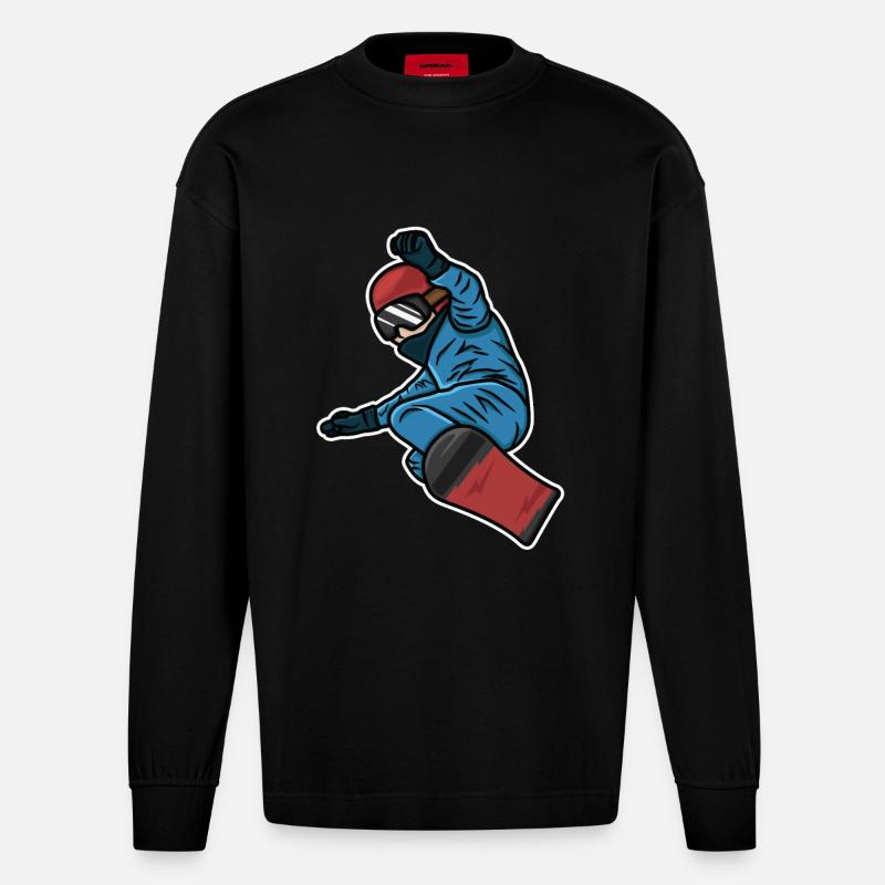 Kleiner Snowboarder - Heavyweight Oversized Organic Langarmshirt Made in EU - SOLID BLACK