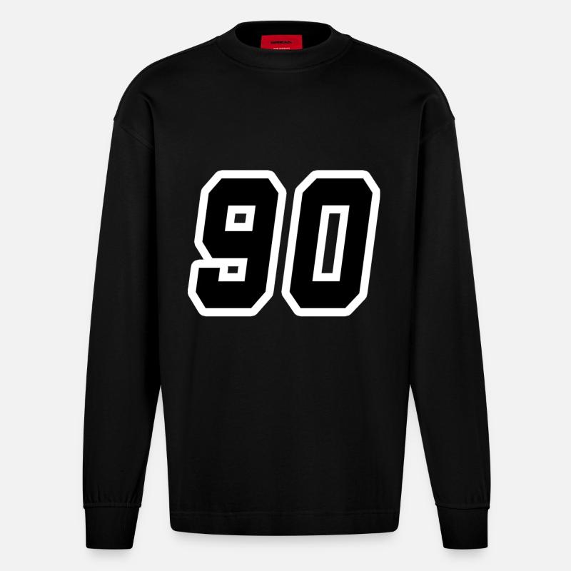 Nummer neunzig 90 - Heavyweight Oversized Organic Langarmshirt Made in EU - SOLID BLACK