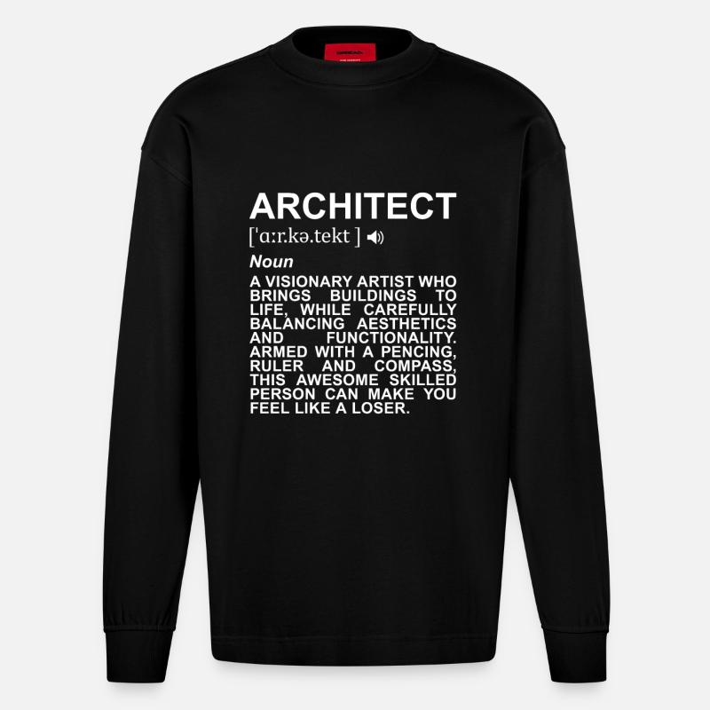Architekt Definition - Heavyweight Oversized Organic Langarmshirt Made in EU - SOLID BLACK