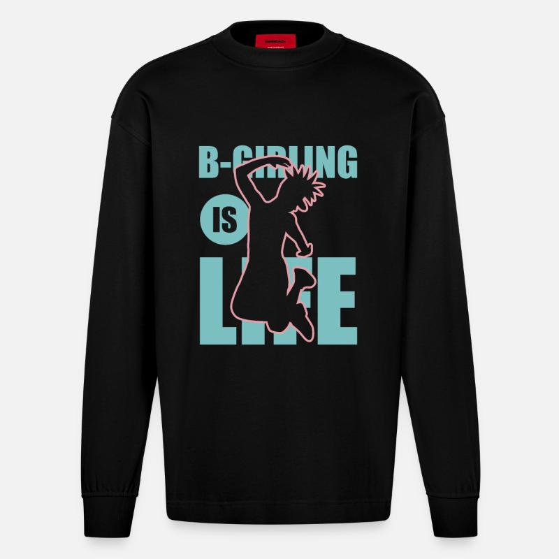 Breakdance Mädchen - Heavyweight Oversized Organic Langarmshirt Made in EU - SOLID BLACK