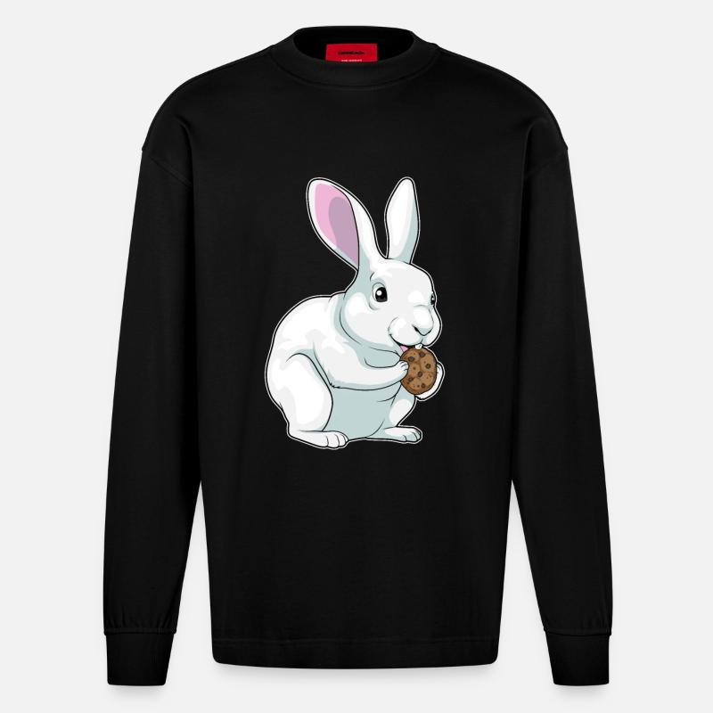 Hase Cookie - Heavyweight Oversized Organic Langarmshirt Made in EU - SOLID BLACK