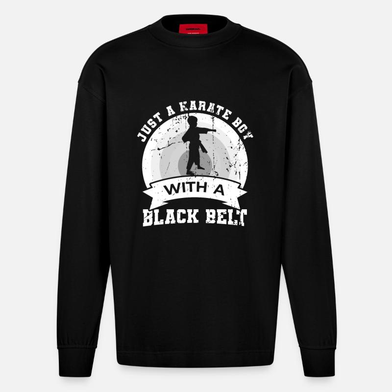 Karate Junge - Heavyweight Oversized Organic Langarmshirt Made in EU - SOLID BLACK