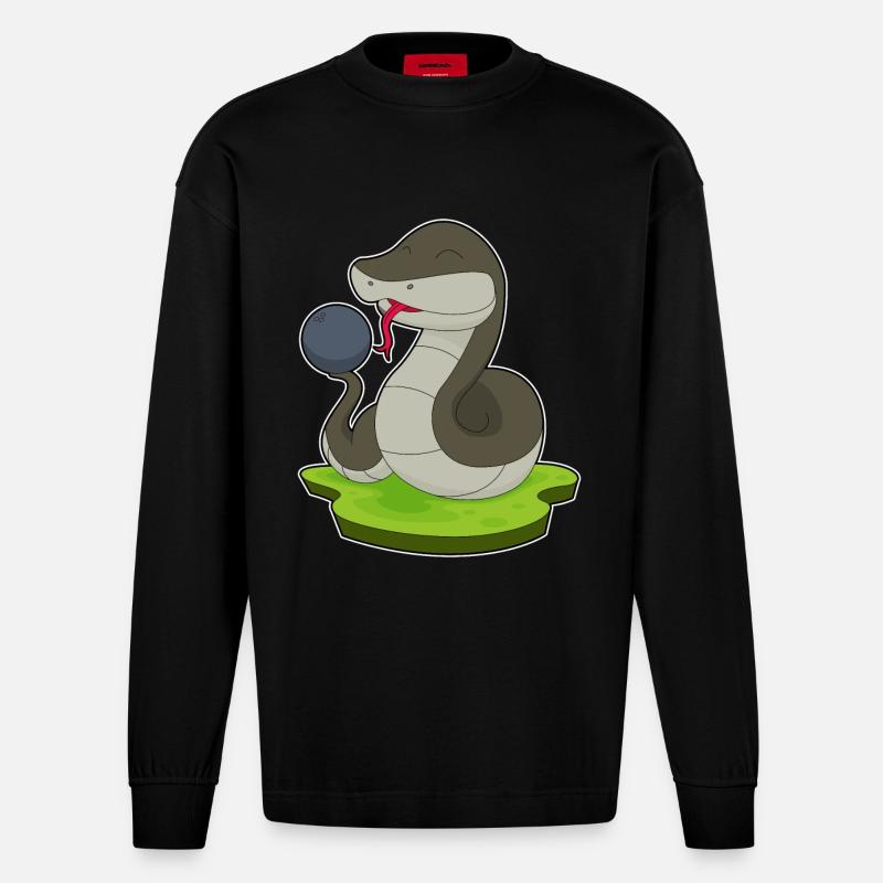 Snake Bowling Boule de bowling - Manches longues bio épais oversize fabriqué en UE - SOLID BLACK