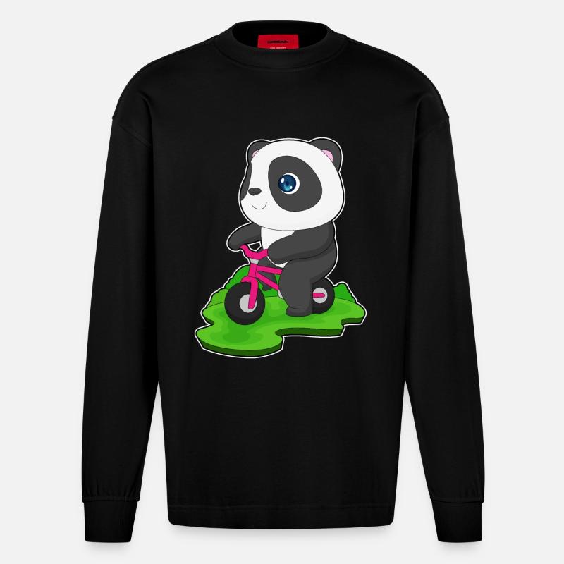 Vélo Panda - Manches longues bio épais oversize fabriqué en UE - SOLID BLACK