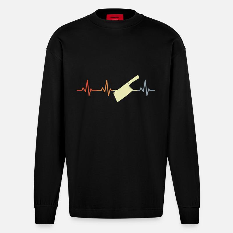 Palpitations du couperet - Manches longues bio épais oversize fabriqué en UE - SOLID BLACK