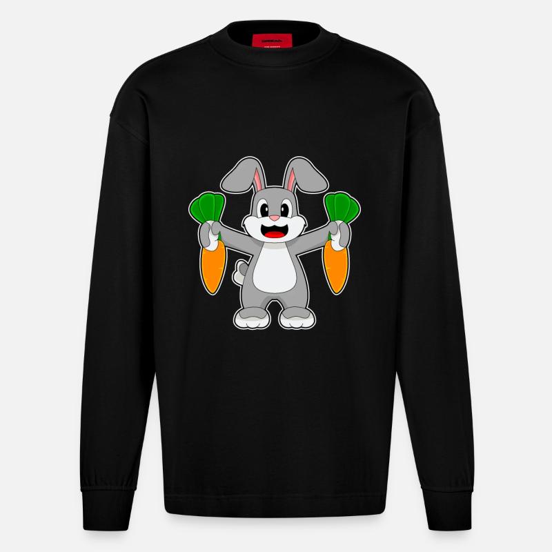 Carottes lapin - Manches longues bio épais oversize fabriqué en UE - SOLID BLACK